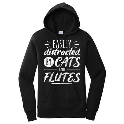 Funny Flute Player Saying Cat Owner I Cats And Flutes Women's Pullover Hoodie