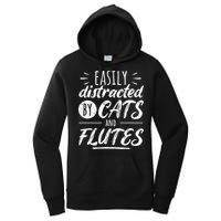 Funny Flute Player Saying Cat Owner I Cats And Flutes Women's Pullover Hoodie