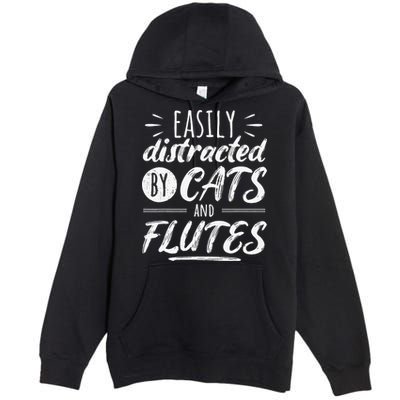 Funny Flute Player Saying Cat Owner I Cats And Flutes Premium Pullover Hoodie