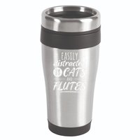 Funny Flute Player Saying Cat Owner I Cats And Flutes 16oz Travel Tumbler