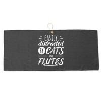 Funny Flute Player Saying Cat Owner I Cats And Flutes Large Microfiber Waffle Golf Towel