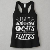 Funny Flute Player Saying Cat Owner I Cats And Flutes Womens Tank Top