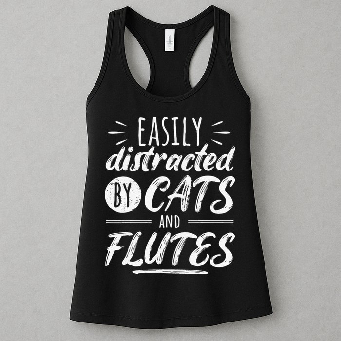 Funny Flute Player Saying Cat Owner I Cats And Flutes Womens Tank Top