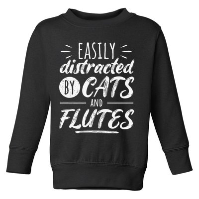 Funny Flute Player Saying Cat Owner I Cats And Flutes Toddler Sweatshirt
