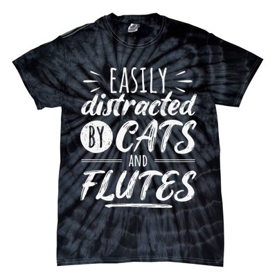 Funny Flute Player Saying Cat Owner I Cats And Flutes Tie-Dye T-Shirt