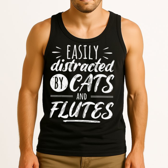 Funny Flute Player Saying Cat Owner I Cats And Flutes Tank Top