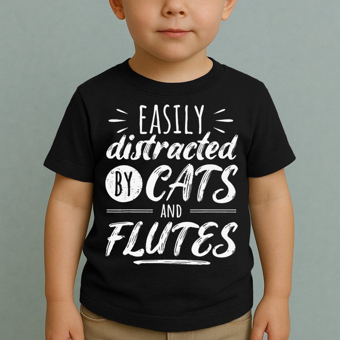 Funny Flute Player Saying Cat Owner I Cats And Flutes Toddler T-Shirt