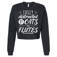 Funny Flute Player Saying Cat Owner I Cats And Flutes Cropped Pullover Crew