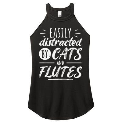 Funny Flute Player Saying Cat Owner I Cats And Flutes Women's Perfect Tri Rocker Tank