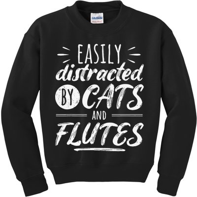 Funny Flute Player Saying Cat Owner I Cats And Flutes Kids Sweatshirt