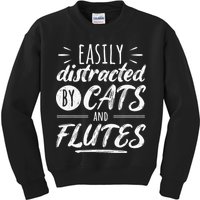 Funny Flute Player Saying Cat Owner I Cats And Flutes Kids Sweatshirt