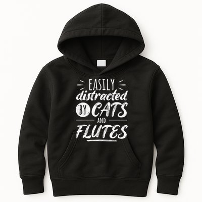 Funny Flute Player Saying Cat Owner I Cats And Flutes Kids Hoodie