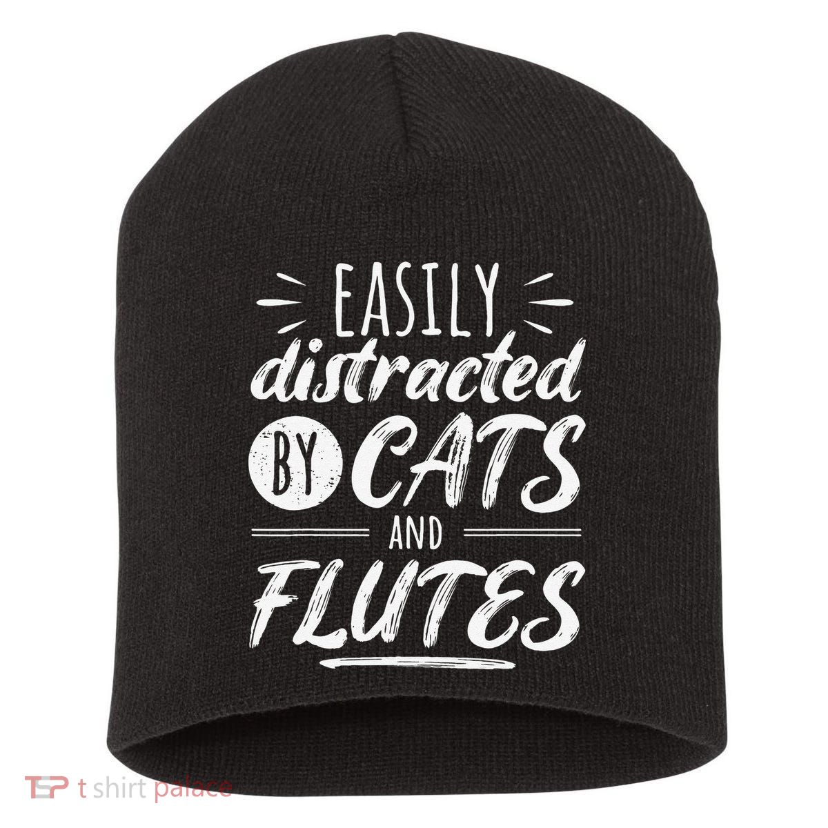 Funny Flute Player Saying Cat Owner I Cats And Flutes Short Acrylic Beanie