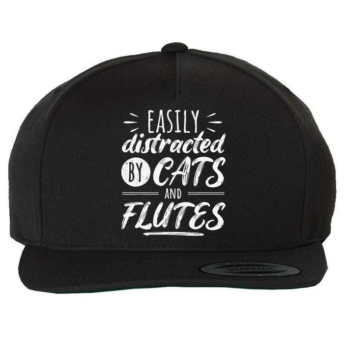 Funny Flute Player Saying Cat Owner I Cats And Flutes Wool Snapback Cap