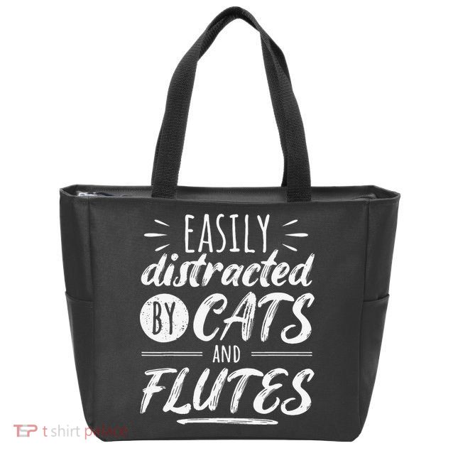 Funny Flute Player Saying Cat Owner I Cats And Flutes Zip Tote Bag