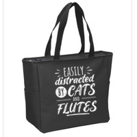 Funny Flute Player Saying Cat Owner I Cats And Flutes Zip Tote Bag