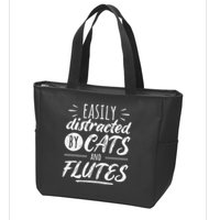 Funny Flute Player Saying Cat Owner I Cats And Flutes Zip Tote Bag