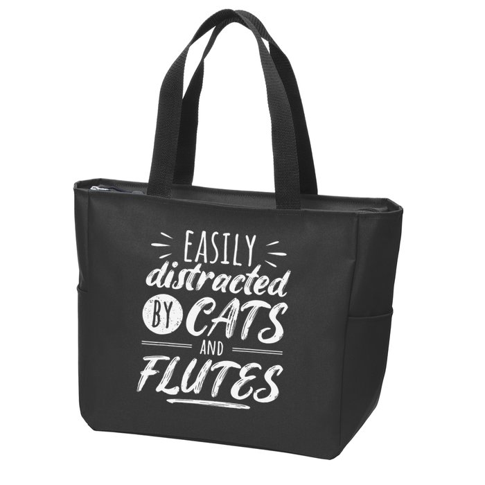 Funny Flute Player Saying Cat Owner I Cats And Flutes Zip Tote Bag