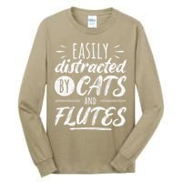 Funny Flute Player Saying Cat Owner I Cats And Flutes Tall Long Sleeve T-Shirt