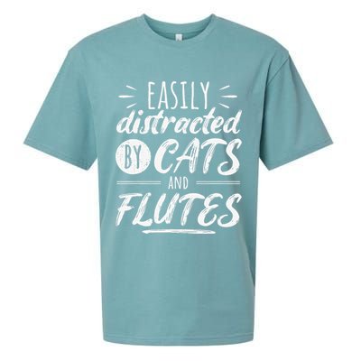 Funny Flute Player Saying Cat Owner I Cats And Flutes Sueded Cloud Jersey T-Shirt