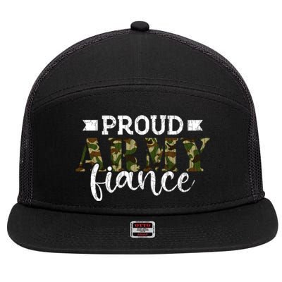 Fiancee Funny Proud Army Fiance Graphic Funny Gift 7 Panel Mesh Trucker Snapback Hat