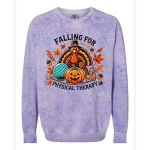 Falling For Physical Therapy Pt Pumpkin Fall Thanksgiving Colorblast Crewneck Sweatshirt