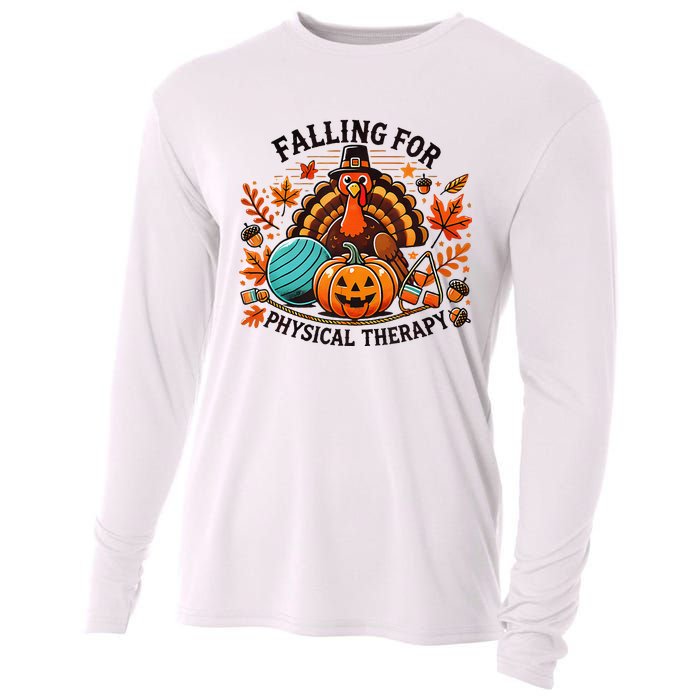 Falling For Physical Therapy Pt Pumpkin Fall Thanksgiving Cooling Performance Long Sleeve Crew