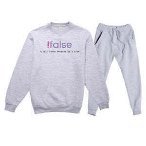 Funny False Programming Geek Programmer Humor JS Coder Premium Crewneck Sweatsuit Set