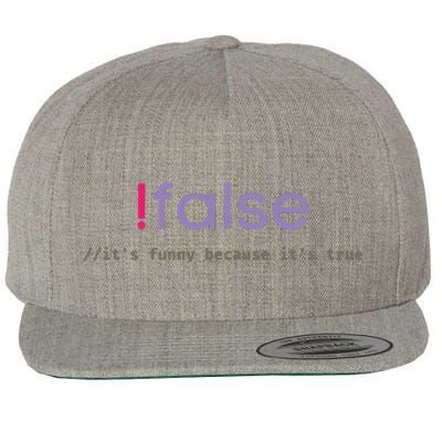 Funny False Programming Geek Programmer Humor JS Coder Wool Snapback Cap