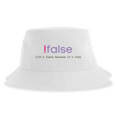 Funny False Programming Geek Programmer Humor JS Coder Sustainable Bucket Hat