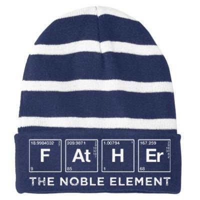 Funny Father Periodic Element Dad Gift Fathers Day Science Striped Beanie with Solid Band