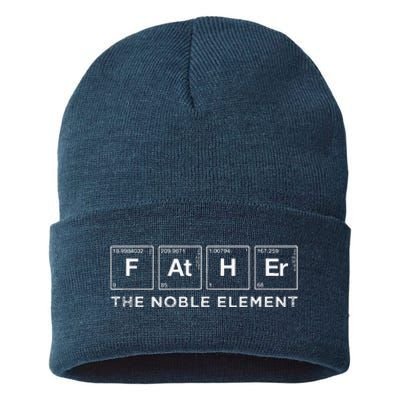 Funny Father Periodic Element Dad Gift Fathers Day Science Sustainable Knit Beanie