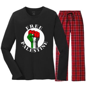 freepalestine free palestine Women's Long Sleeve Flannel Pajama Set 