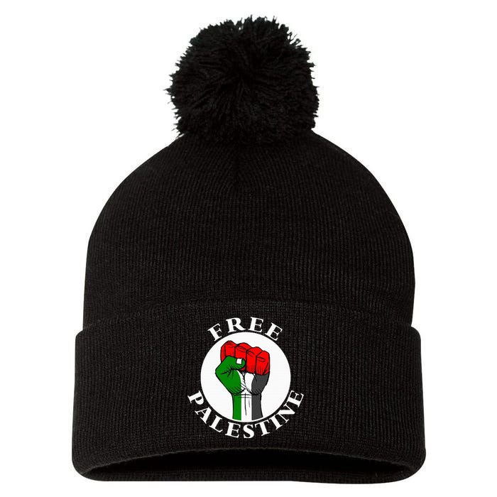 freepalestine free palestine Pom Pom 12in Knit Beanie