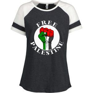 freepalestine free palestine Enza Ladies Jersey Colorblock Tee