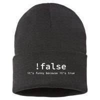 Funny False Programming Coding Short Sleeve For Programmers Sustainable Knit Beanie