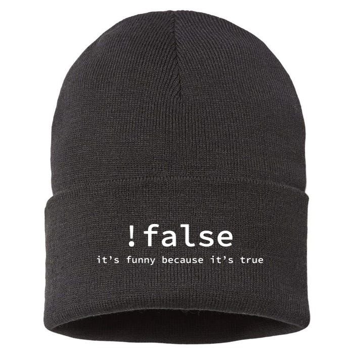 Funny False Programming Coding Short Sleeve For Programmers Sustainable Knit Beanie