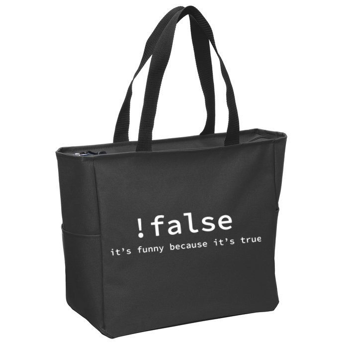 Funny False Programming Coding Short Sleeve For Programmers Zip Tote Bag