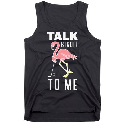 Funny Flamingo Playing Golf Talk Birdie To Me Golf Tank Top