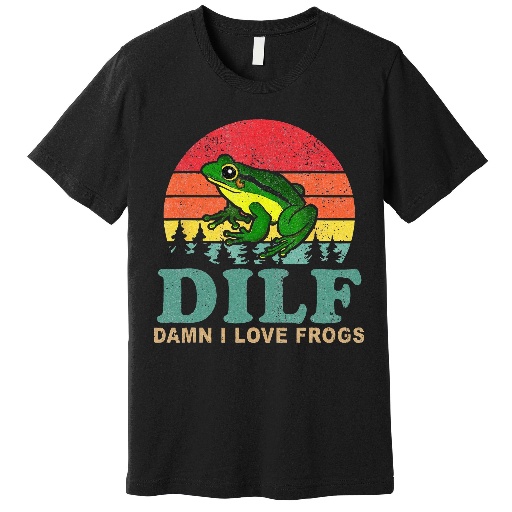 Funny Frog Pun Dude I Love Frog DILF Cottagecore Aesthetic Premium T-Shirt