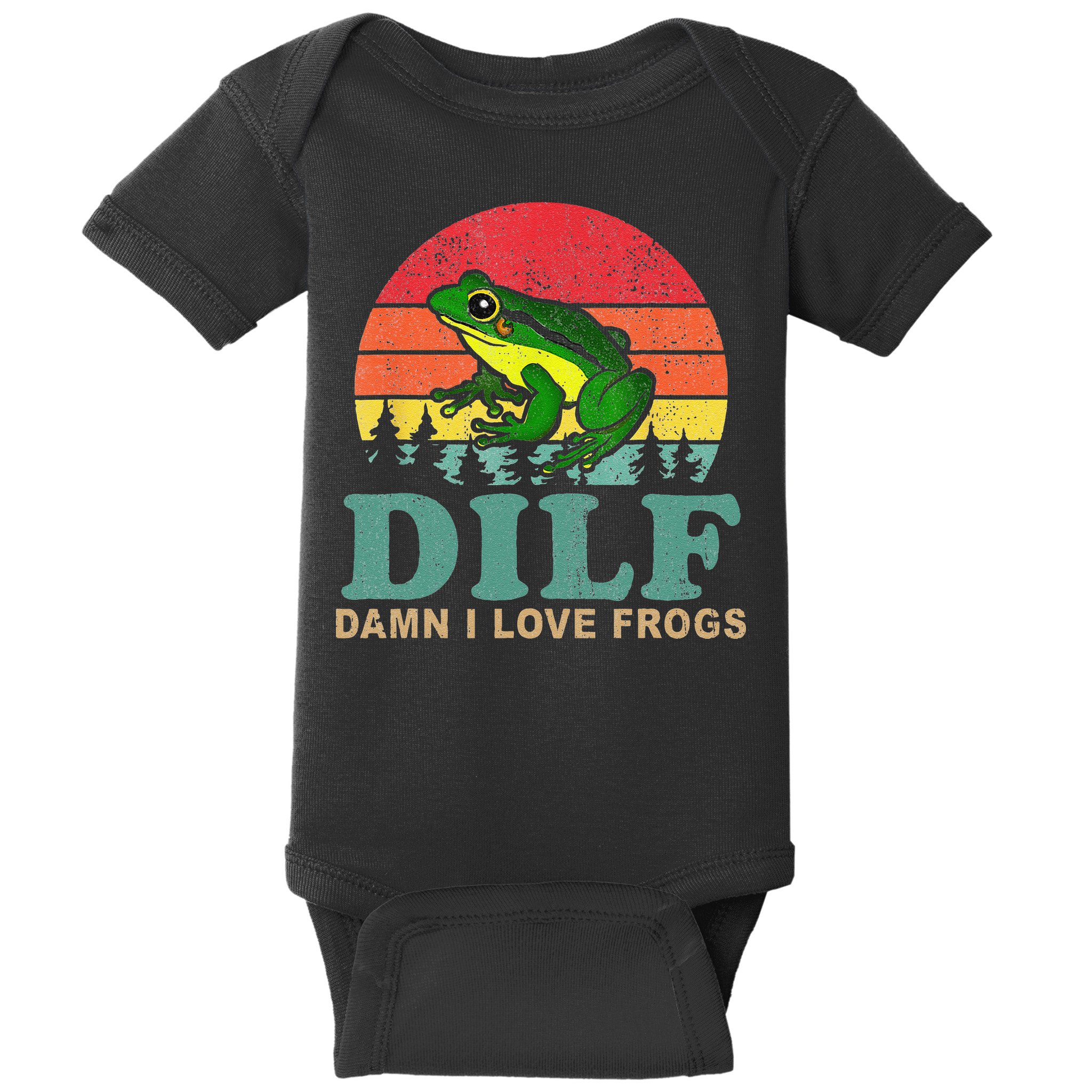 Funny Frog Pun Dude I Love Frog DILF Cottagecore Aesthetic Baby Bodysuit