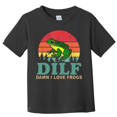 Funny Frog Pun Dude I Love Frog DILF Cottagecore Aesthetic Toddler T-Shirt
