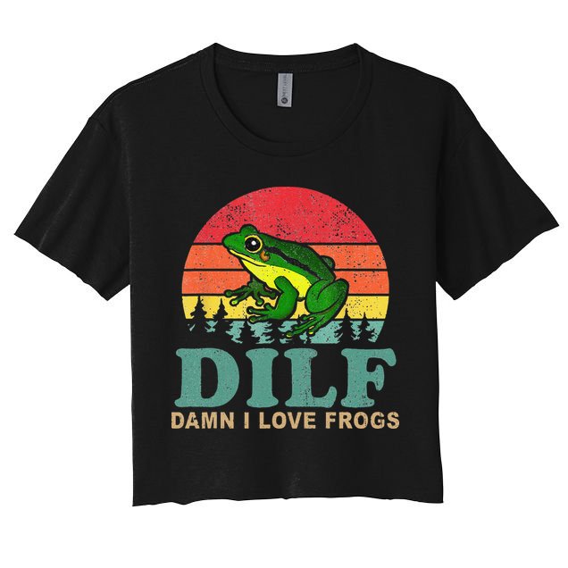 Funny Frog Pun Dude I Love Frog DILF Cottagecore Aesthetic Crop Top
