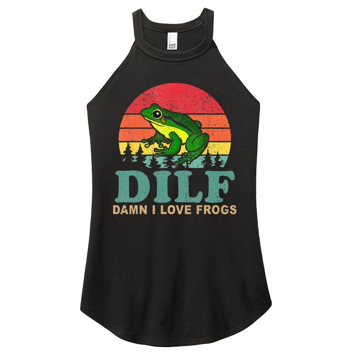 Funny Frog Pun Dude I Love Frog DILF Cottagecore Aesthetic Women's Perfect Tri Rocker Tank