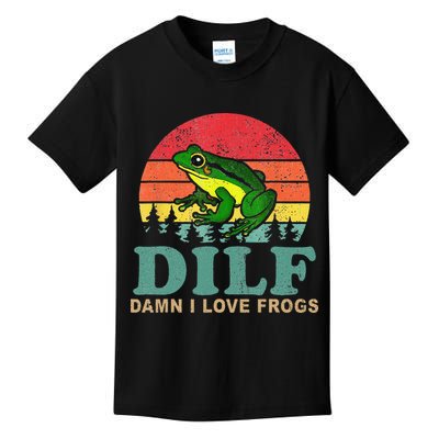 Funny Frog Pun Dude I Love Frog DILF Cottagecore Aesthetic Kids T-Shirt