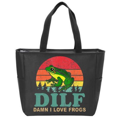 Funny Frog Pun Dude I Love Frog DILF Cottagecore Aesthetic Zip Tote Bag
