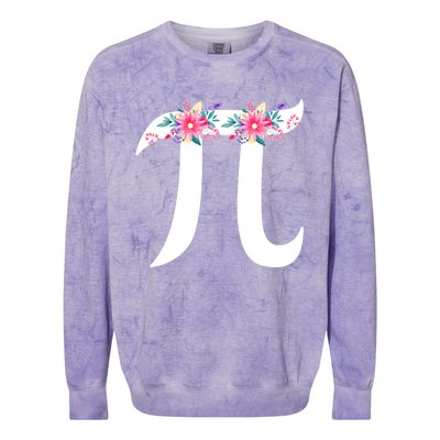 Floral Face Pi Symbol Happy Pi Day Math Geek 3 14 Cool Gift Colorblast Crewneck Sweatshirt