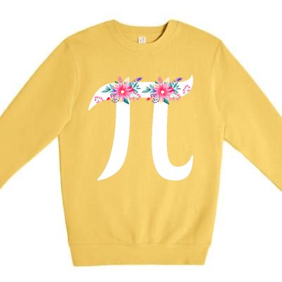 Floral Face Pi Symbol Happy Pi Day Math Geek 3 14 Cool Gift Premium Crewneck Sweatshirt