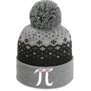 Floral Face Pi Symbol Happy Pi Day Math Geek 3 14 Cool Gift The Baniff Cuffed Pom Beanie