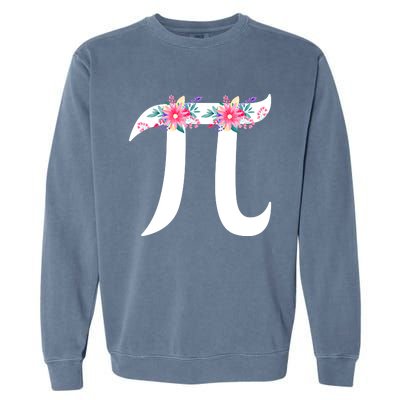 Floral Face Pi Symbol Happy Pi Day Math Geek 3 14 Cool Gift Garment-Dyed Sweatshirt